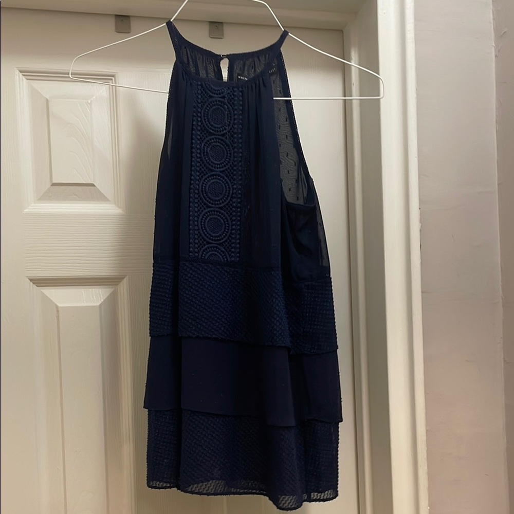 White House Black Market Navy Sleeveless Top